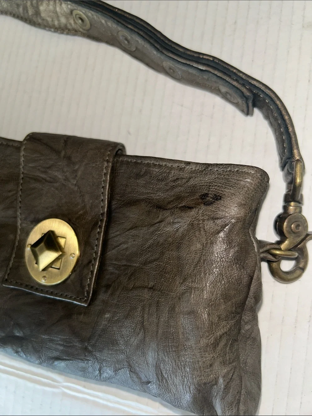 Giving Brand Metallic Brown Crossbody Bag with Gold-Tone Turn Lock